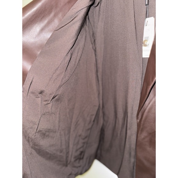 T-Tahari Vegan Leather Ruched Sleeve Blazer Size 14 - Picture 14 of 15